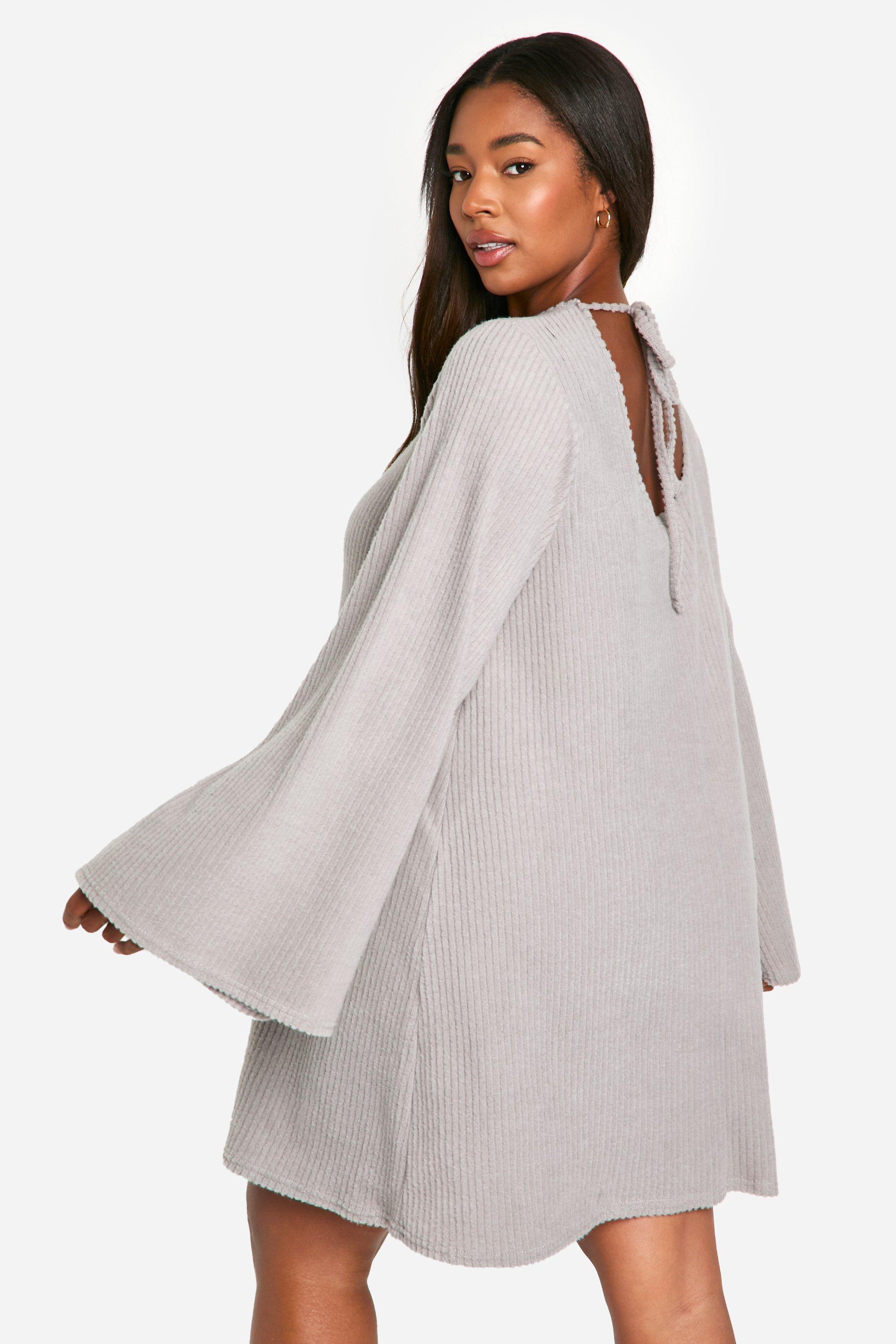 Plus Soft Rib Tie back Smock Dress boohoo